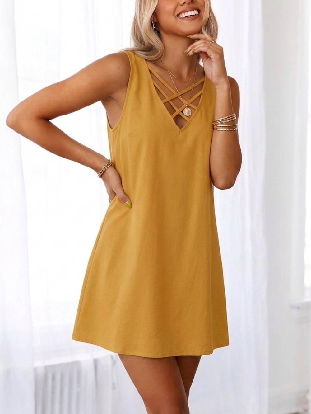 Blush Boutique Mustard Sleeveless Dress